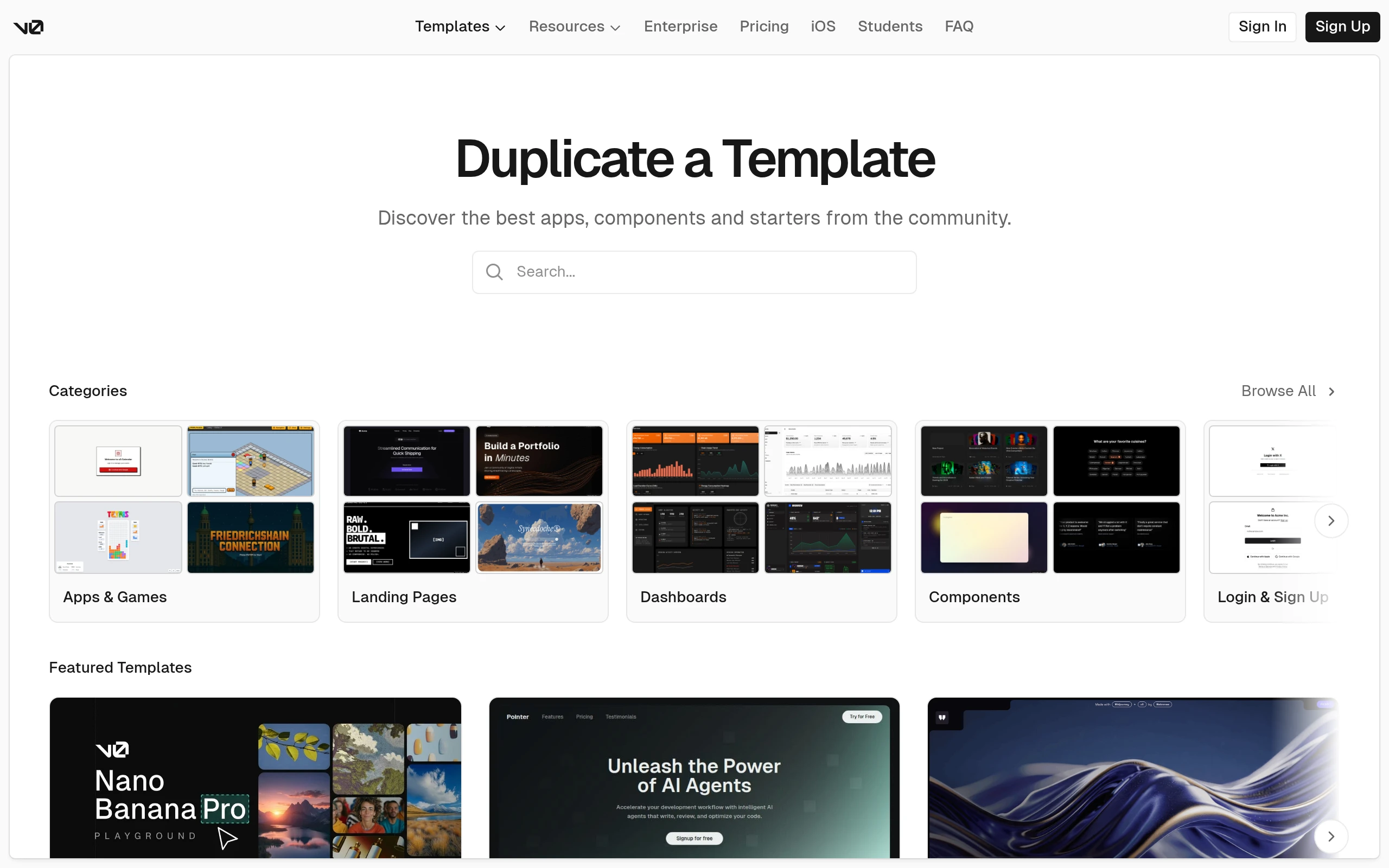 v0 by Vercel screenshot